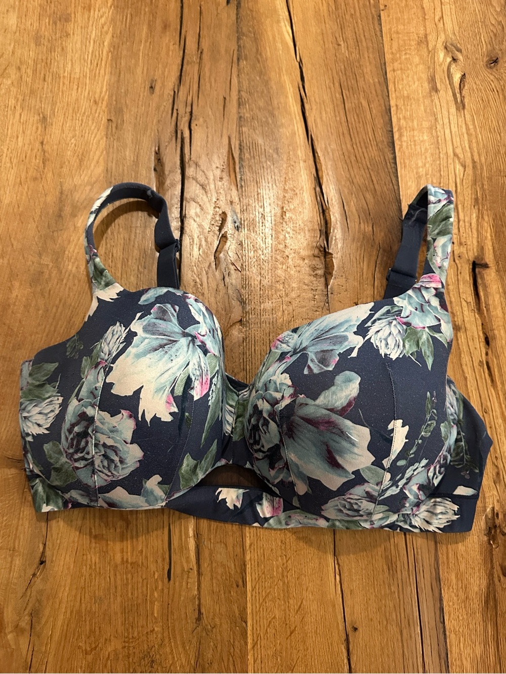 Cacique by Lane Bryant Blue Floral Lightly Lined Balconette Bra